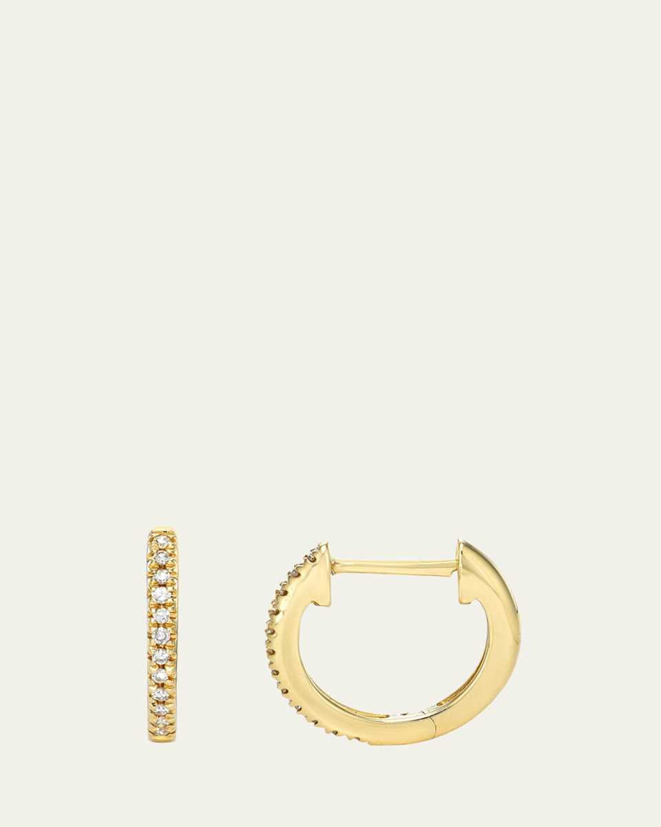 14K Gold 0.08ct Diamond Huggie Earrings